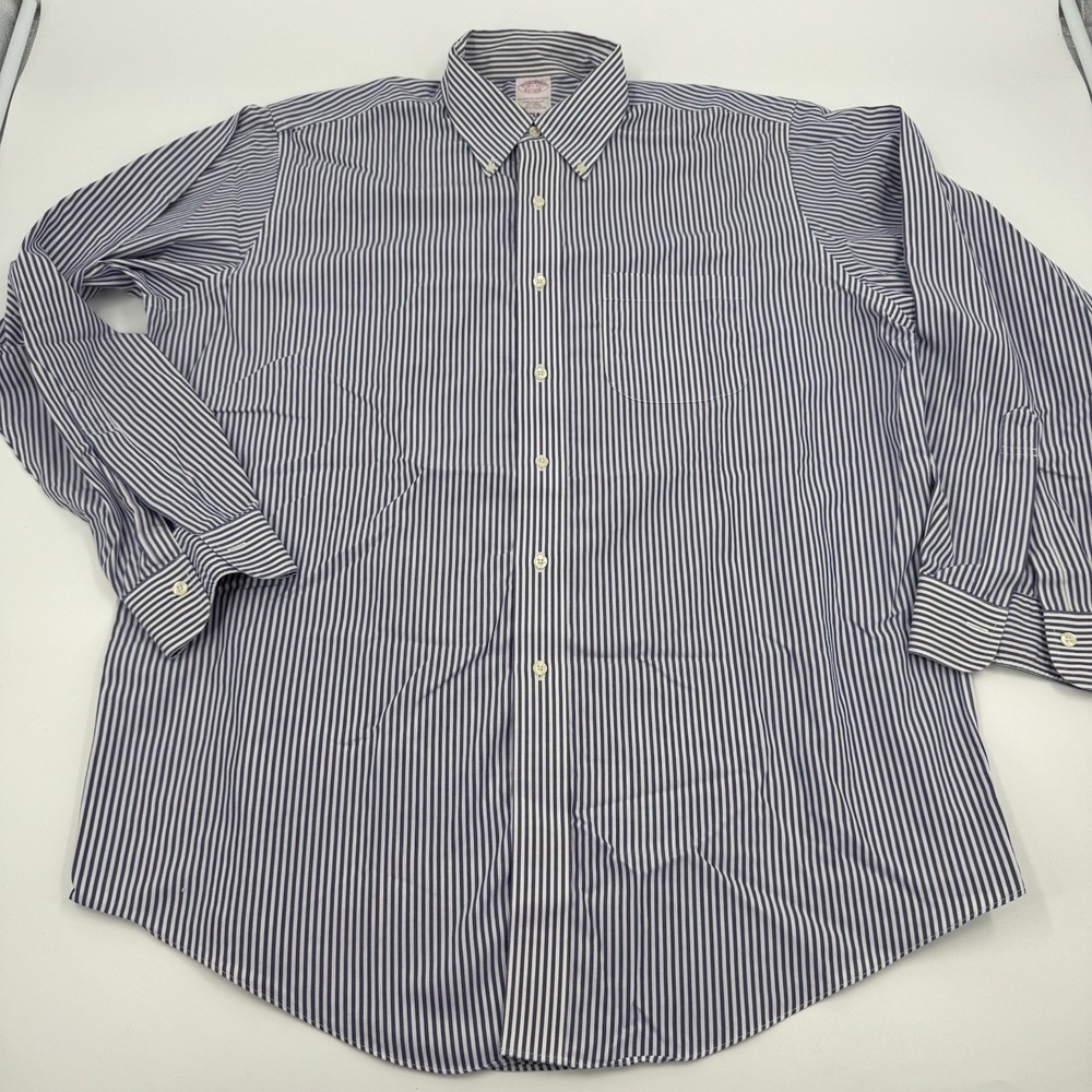 Brooks Brothers Shirt Men's 16.5 34 Blue Stripe Long Sleeve Traditional Fit